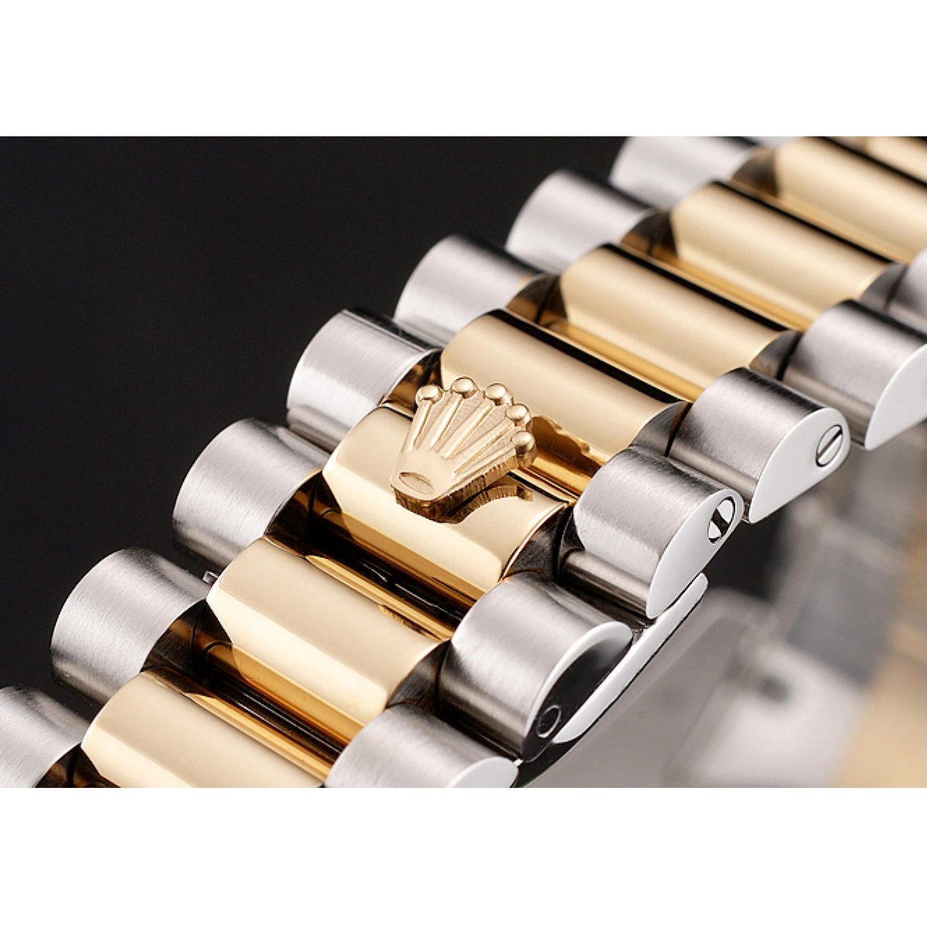 Aaa replica watch Rubies Tone Rolex Two Black Swiss And Dial Diamonds Day-Date Bracelet 1454105 0716